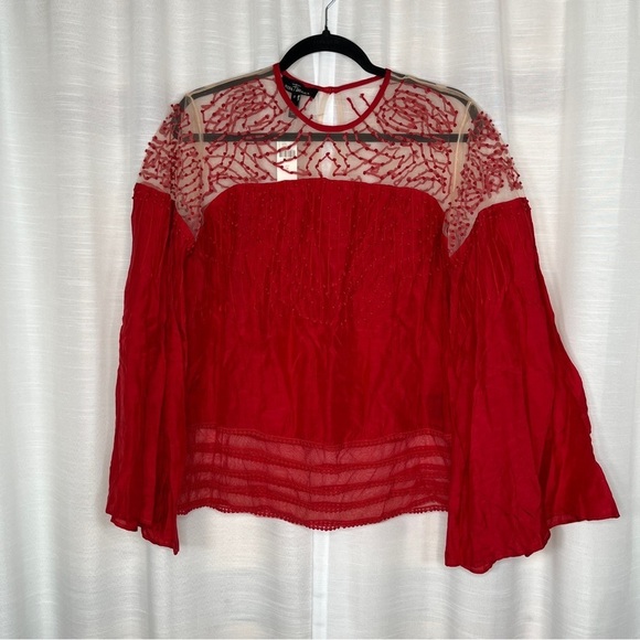 Anthropologie Leona textured red tunic blouse NWT - Picture 1 of 12